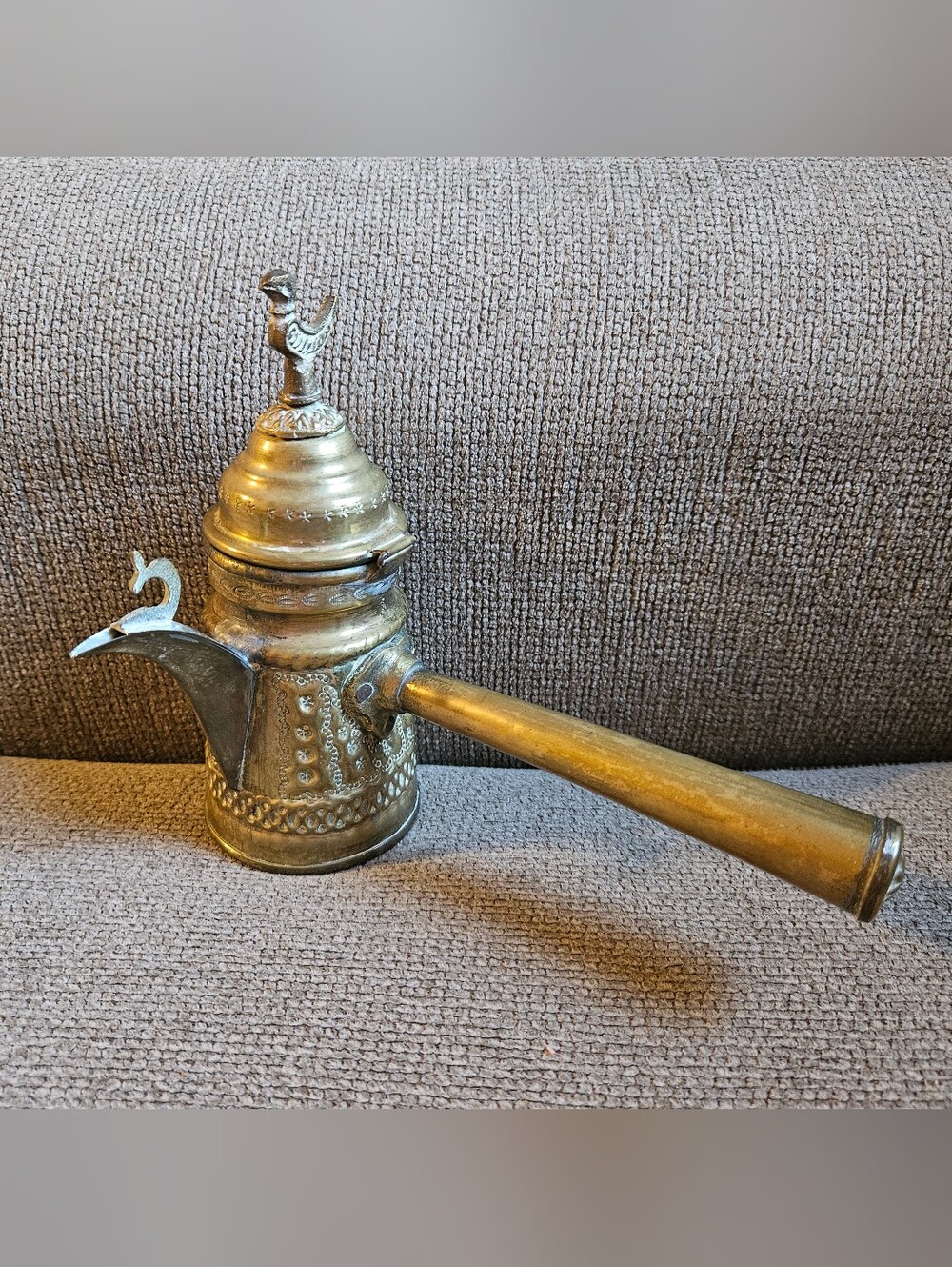 Vintage Brass Turkish Arabic Dallah Coffee Tea Pot Bird Finial